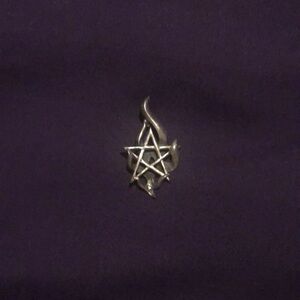 Silver pentacle with flames pendent